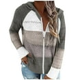 thumbnail image 2 of AOOCHASLIY 2023 Women Tops Women‘s Winter Casual Color Blocking V-Neck Long Sleeve Pullover Knitted Hooded Sweater Top Blouse Sweater Coat, 2 of 5