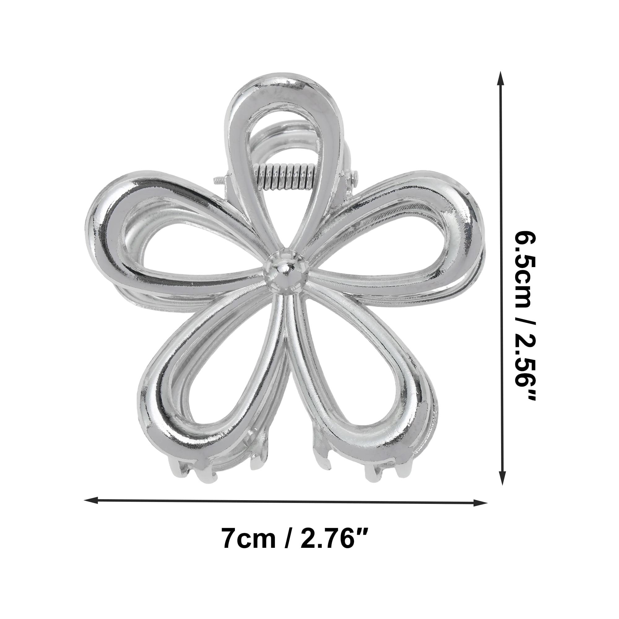 Unique Bargains Cutout Flower Claw Clip Special Occasions Silver Tone