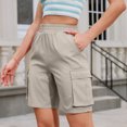 thumbnail image 4 of Pantalones Cortos de Cintura Alta para las Mujeres Casual Cordón de Color Sólido de Cinco Piezas, Pantalones de Cintura Alta de Poliéster 100%, Lavado a Mano Primavera Verano, 4 of 6