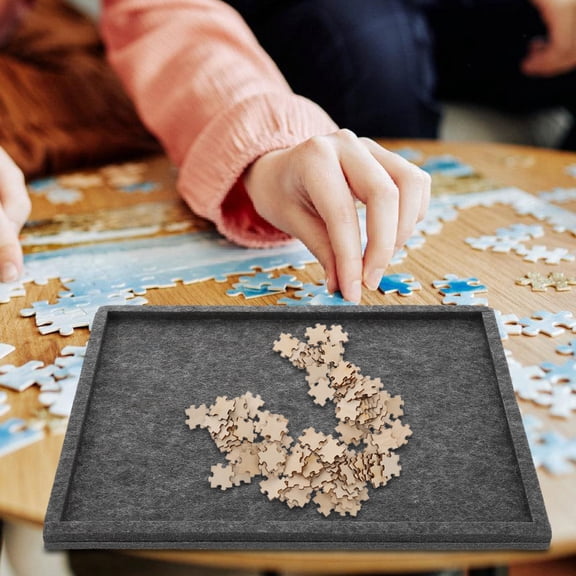 GAXIRE 1Set Dark Grey Felt Puzzle Sorting Tray Stackable Reusable Organizer for Puzzle Storage