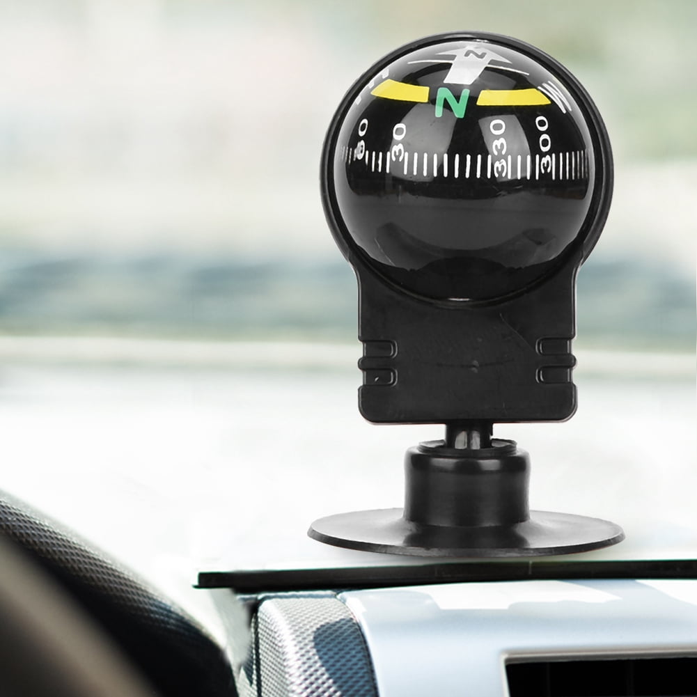 Black Regun Car Compass-PVC Portable Vehicle Car 360°Rotating Compass Guide Ball Outdoor Navigation Tools 