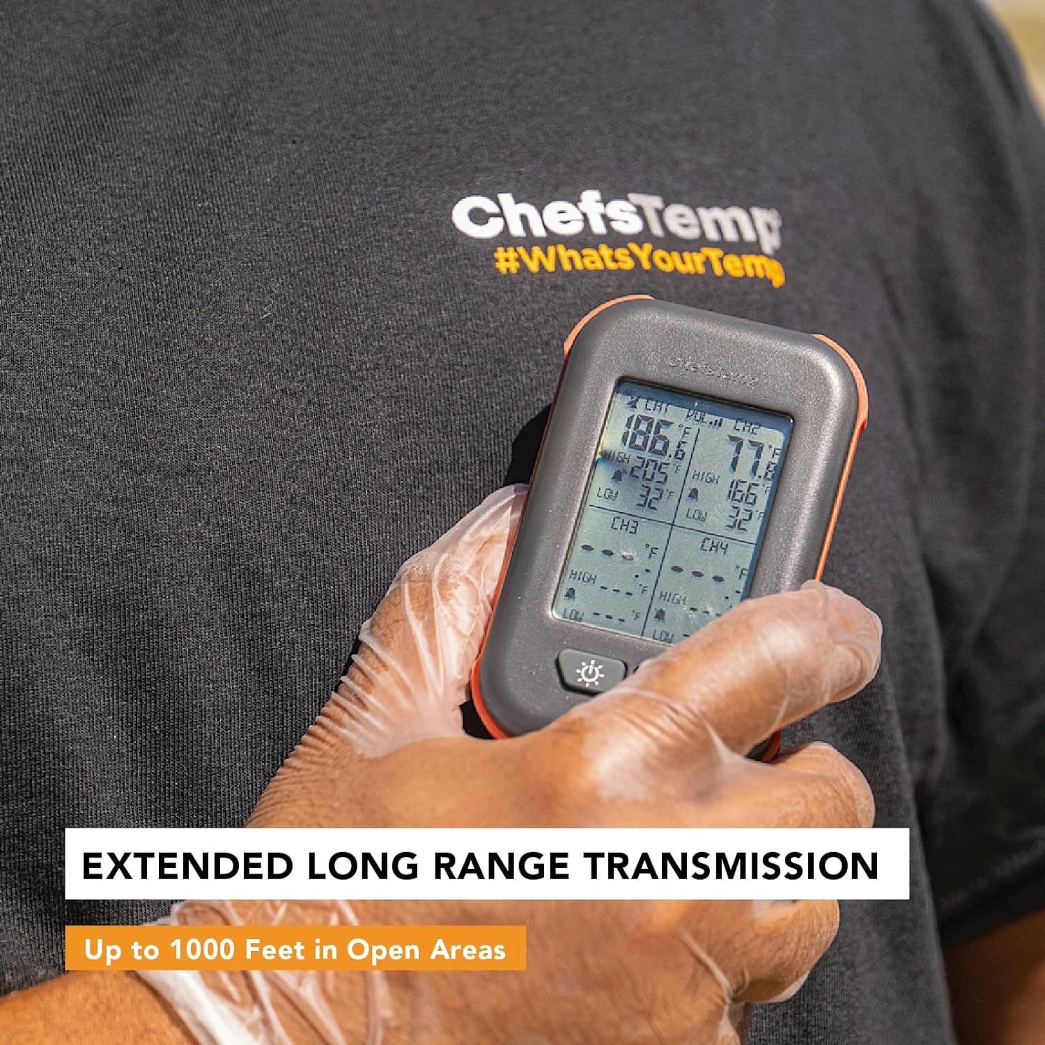 ChefsTemp Quad XPro Wireless Meat Thermometer with 4 Probes, 1000FT Long-Range BBQ Alarm for Grilling and Smoking Kitchen Food Cooking