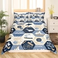 thumbnail image 2 of Juego de cama de tamaño completo, geométrica Hexágono Océano Funda Nórdica Niños Niños Niñas, 2 of 8