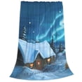 thumbnail image 2 of Bingfone Mountain Cottage In Snow Print Flannel Fleece Blanket Throw Blanket For Bed,Sofa,Couch,Travel,Camping(50"X40"), 2 of 9