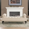 thumbnail image 2 of Lewis Bolster Arm Entryway Polyester Cream Bench, 2 of 16