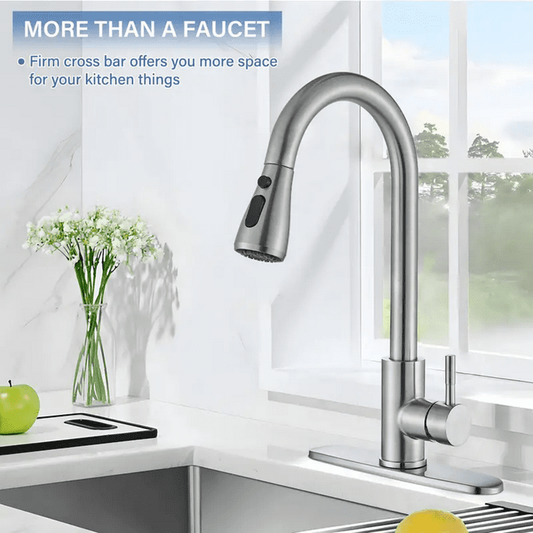 Stainless Steel Single Handle Kitchen Faucet with Pull Down