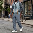 thumbnail image 5 of Delconic Mens Fleece Lined Hooded Tracksuit Set Full Zip Sweatshirt and Straight Leg Pants Loose Casual Two Piece Outfit Light Gray L, 5 of 5