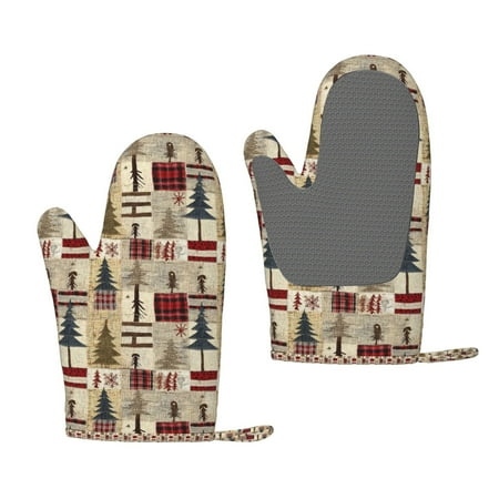 

Zeuib Rustic Plaid Forest Lodge Print Oven Mitts Oven Gloves with Non-Slip Silicone Heat and Slip Resistant Cooking Mitt Set for Cooking and Baking (2 Count)