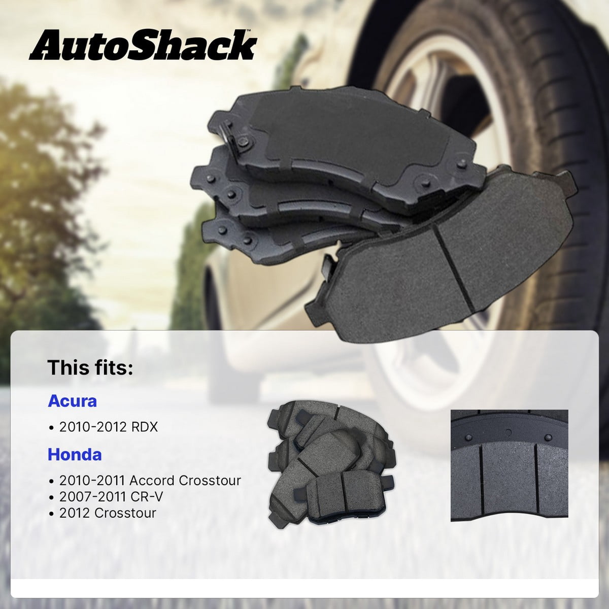 AutoShack Front & Rear Ceramic Brake Pad Set for Honda & Acura, CR-V 2007-2011 RDX 2010-2012 Accord Crosstour 2010-2011 Crosstour 2012, FWD AWD 4WD L4 2.3L 2.4L V6 3.5L