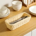 thumbnail image 4 of Hand Woven Storage Basket | Plastic Desktop Organizer Box | Kitchen Fruit & Vegetable Display Basket | Home Office Bathroom Storage Bin | Set of 2 for Snacks & Produce Organization, 4 of 6
