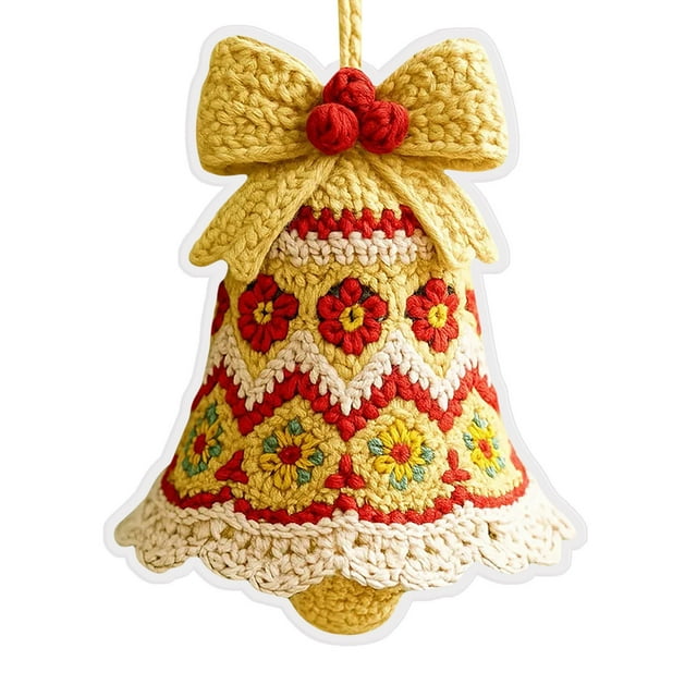 DIY Crochet Christmas Tree Acrylic Plane Handmade Crochet Christmas Tree,Tree Bow Pearl Embellishment,Beginner Christmas Crochet Kit,Christmas Craft Kit with Yarn Hook Beads Instructions