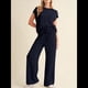 thumbnail image 4 of Conjunto Informal de Dos Piezas de Punto Acanalado para Mujer, Camiseta de Corta y Pantalón , Ideal para el Hogar y para Viajes Azul Oscuro XL, 4 of 7