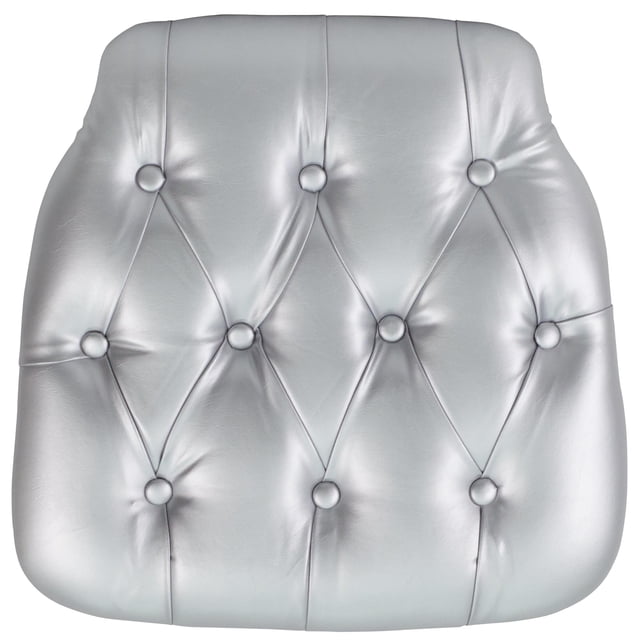 Bowery Hill Coussin de Chaise Chiavari en Vinyle Capitonné Argenté