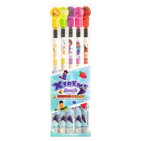 X-Treme Sports Smencils - Crayons Parfumés, 5 Comtes, Cadeaux pour les Enfants, Fournitures Scolaires, Récompenses en Classe, Faveurs de Fête