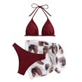 thumbnail image 4 of YDLCAFD Easter Women's 3 Piece Textured High Cut Triangle Bikini Swimsuit With Cover Up, 4 of 4
