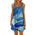 thumbnail image 2 of Womens Summer Casual Dresses Marble Print Crew Neck Strappy Sleeveless Fashion Beach Mini Dress Outwear, 2 of 4