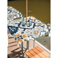 thumbnail image 2 of Square Outdoor Tablecloth with Umbrella Hole Ethnic Plaid Outside Table Cloth Waterproof Patio Table Cover Modern Rustic Abstract Geometric Art Zipper Tablecloths for Picnic Party Camping 60x60 Inch, 2 of 8