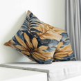 thumbnail image 4 of Throw Pillow Covers 26x26 Inch, Navy Blue Brown Decorative Pillow Cases for Couch Sofa Bed, Tropical Palm Leaves Vintage Cotton Linen Square Home Decor Pillowcases with Hidden Zipper, 4 of 7