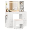 thumbnail image 1 of Costway Vanity Desk with Mirror & Lights Makeup Table with Power Outlets & 7 Drawers, 1 of 10
