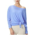 thumbnail image 2 of One-Shoulder Long Sleeve Tops for Women Lightweight Breathable Solid Color Womens Blouses Casual Vintage Linen Blouse Effortless Cozy Tops Adjustabe Size, 2 of 4