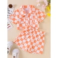 thumbnail image 2 of Suealasg Toddler Girl Boy Summer 2Pcs Outfits Checkerboard Print Short Sleeve Lapel Button Down Shirt Elastic Waist Shorts Sets 6M 1T 2T 3T 4T Baby Beach Outfits, 2 of 7