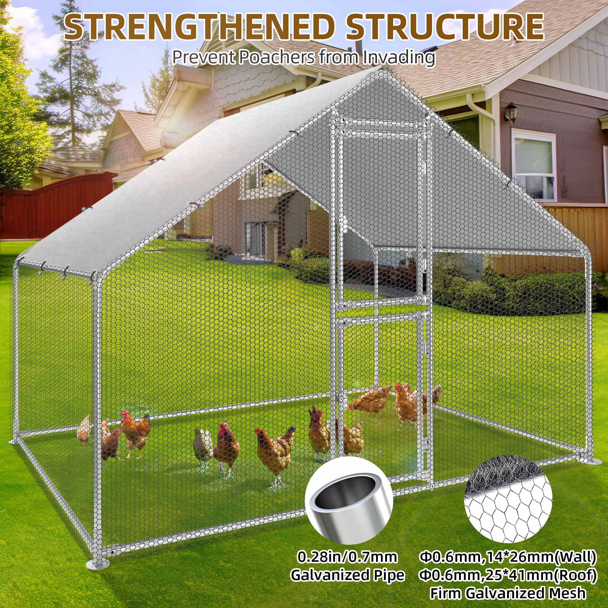 Uforic 6.6 x 9.8 x 6.4 ft ( 78.74" x 118" x 76.8" ) Outdoor Dog Kennel Outside Large Heavy Duty Shade Dog Pen Playpen Pet Dog Enclosure Crate Dog Run House with Anti-UV Cover