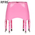 thumbnail image 2 of Ligas de charol para mujer con clips de metal para medias, ropa interior, lencería, ropa interior punk, gótica, ropa de club, accesorios íntimos, 2 of 5