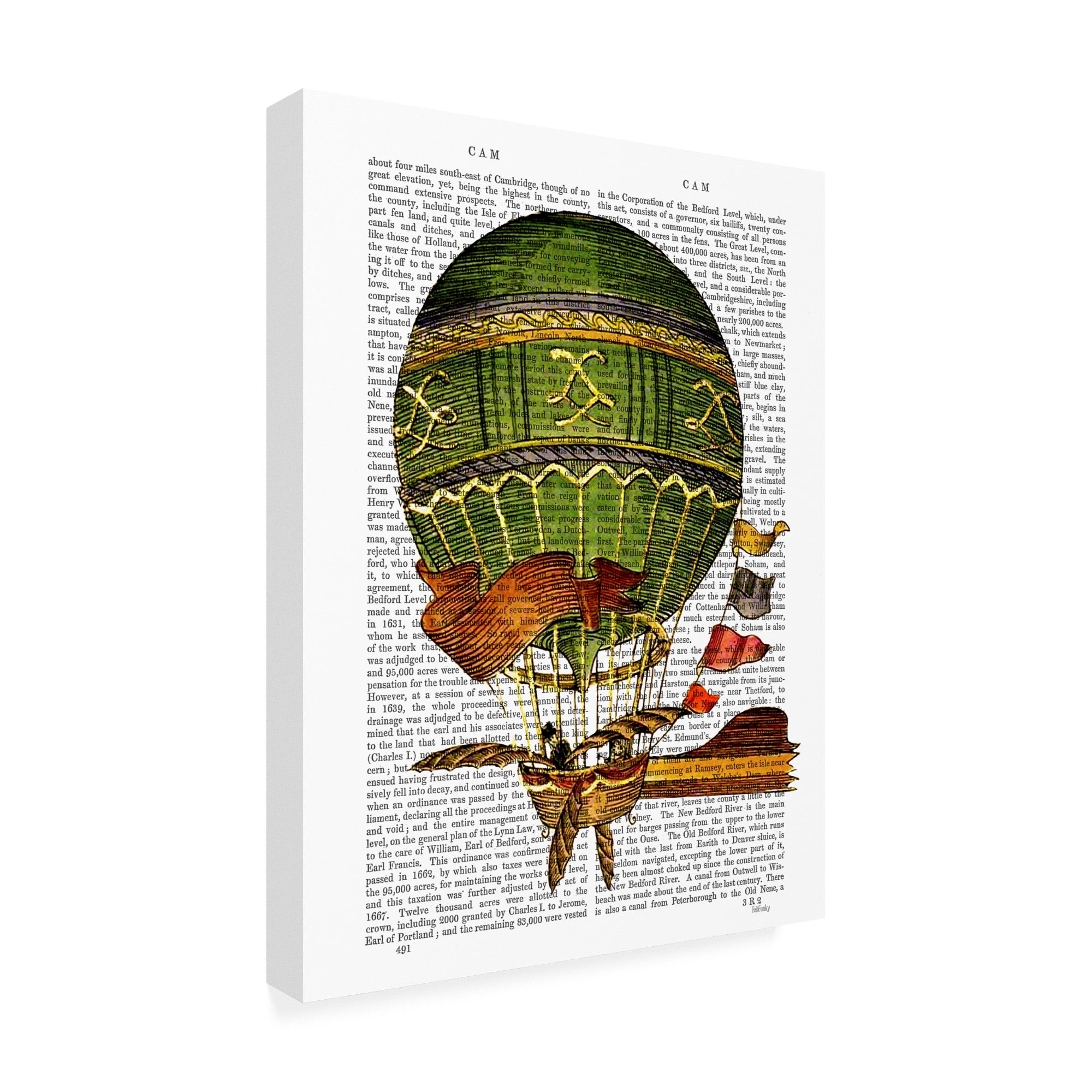 Trademark Fine Art 'Hot Air Balloon, Green' Canvas Art by Fab Funky
