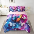 thumbnail image 2 of Manfei 3D Butterfly Bedding Sets Twin Size,Watercolor Splashing Ink Comforter Sets with Sheets,Colorful Animal Bed in a Bag Twin Size,Ultra Soft Bedroom Decor Reversible,7-Piece, 2 of 7