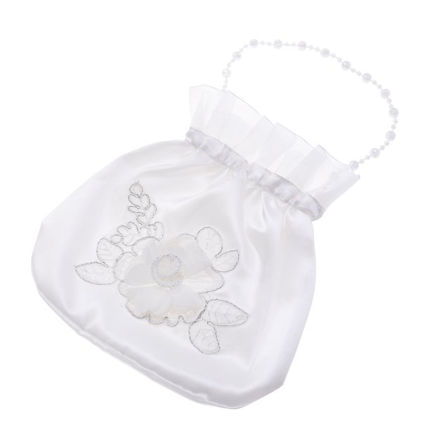 KAKOWELY Bolso de mano blanco de satén para dama de honor, decorado con flores (perla de flor)