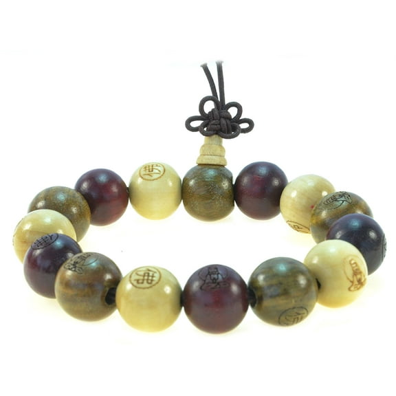 15mm Wood Beads Tibetan Buddhist Prayer Bracelet Mala - 91168