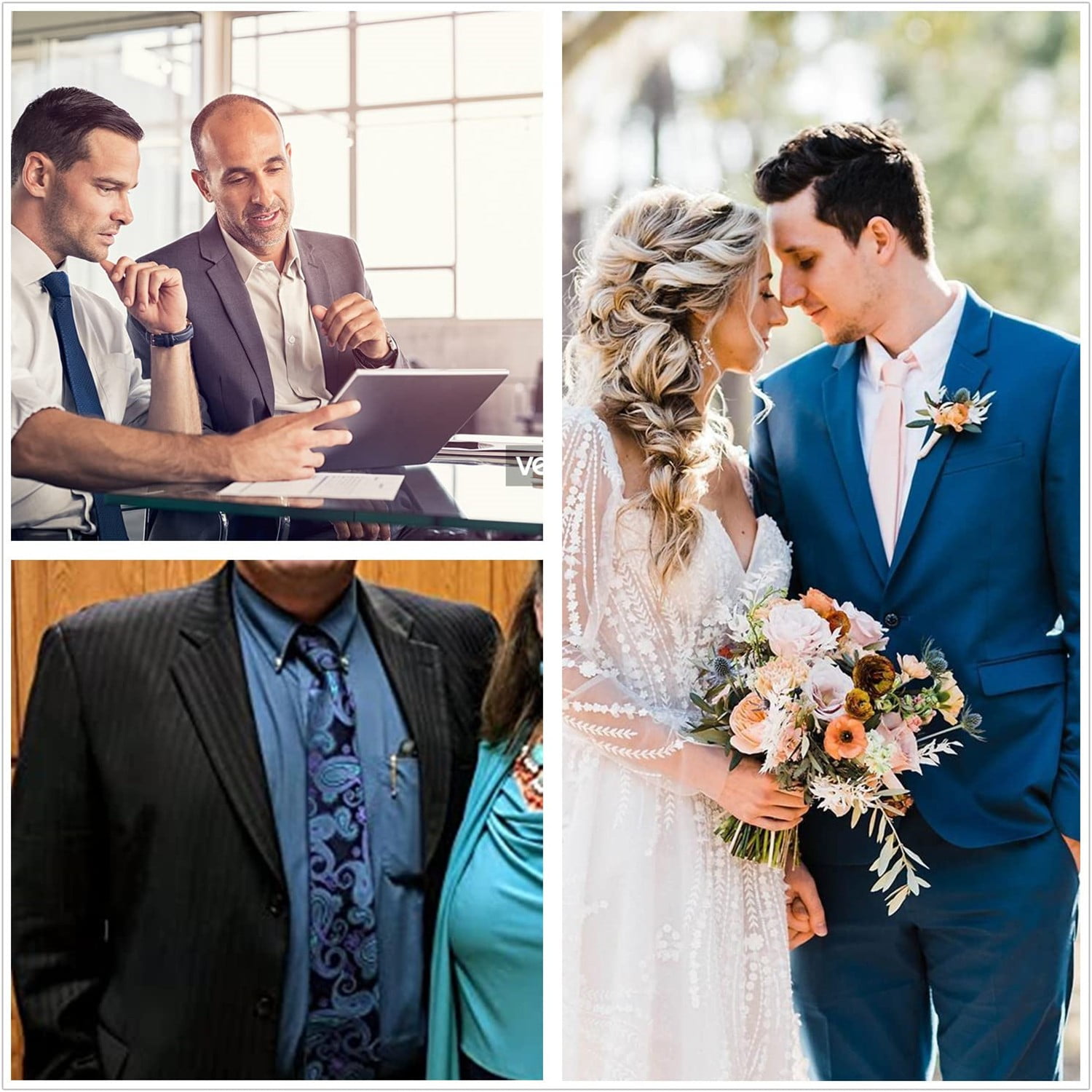 Green Tie Dubulle Men's Paisley Tie Set - Necktie, Pocket Square & Cufflinks For Weddings/Business Cuff Links Mens