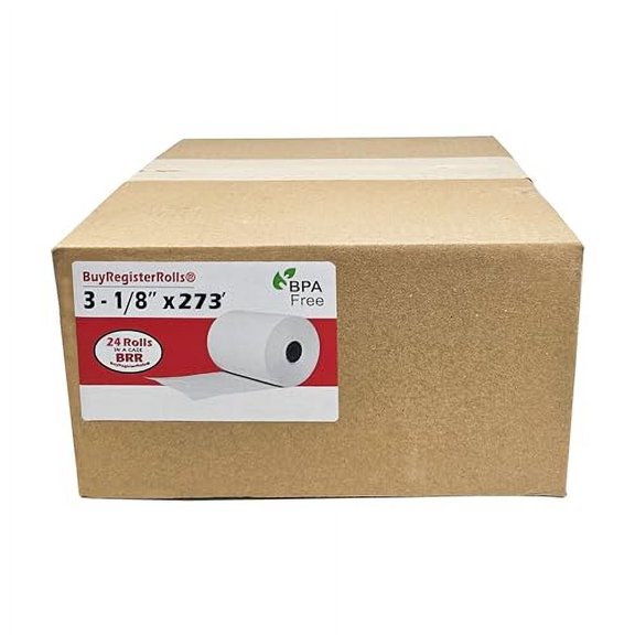 (24 Extra Large Rolls) 3 1/8 x 273 Thermal Paper Receipt Rolls fits all Clover POS Cash Register Printers Star SCP700 TSP100 TSP300 TSP400 TSP500 TSP600 TSP 700 TSP2000 CT S300 fro