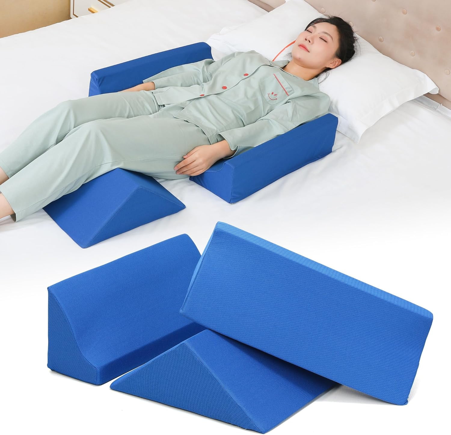 Bed Wedges & Body Positioners (3 in 1), 40 Degree Wedges for Bed Positioning,Positioning Pillows for Elderly, Wedge Pillow for Bed Sores, Side Sleeping, After Surgery, Knees Elevated,Back Pain