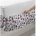 thumbnail image 2 of Colorful Bed Skirt, Cartoon Illustrated Skulls Hearts Flowers Sparrows Cherries Eyes Anchors, Elastic Bedskirt Dust Ruffle Wrap Around for Bedding Decor, 4 Sizes, White and Multicolor, by Ambesonne, 2 of 2