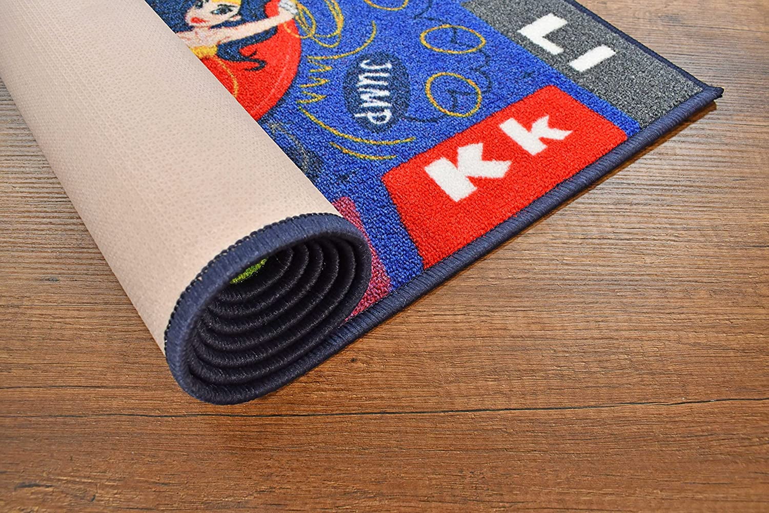 KC Cubs | DC Super Hero Girls Hopscotch Number Counting Activity Educational Learning & Fun Game Play Area Non-Slip Rug Carpet for Kids and Children Bedrooms, Classroom and Playroom