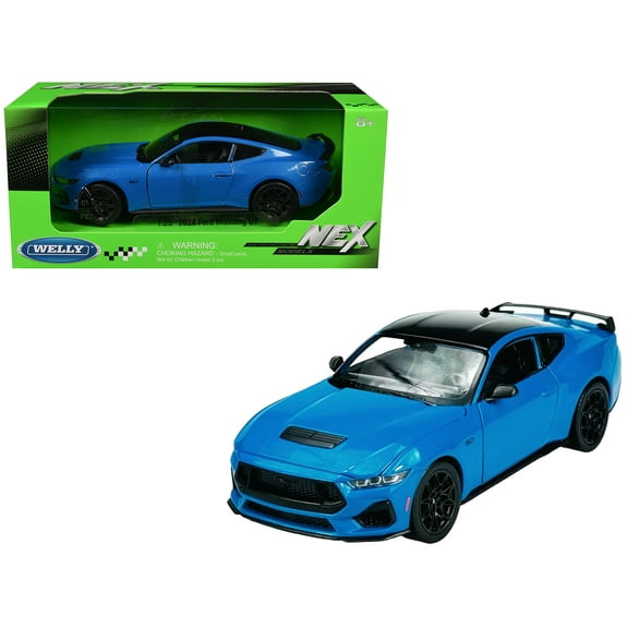 2024 Ford Mustang GT 5.0 Blue with Black Top "NEX Models" Series 1/25 Diecast Model Car by Welly