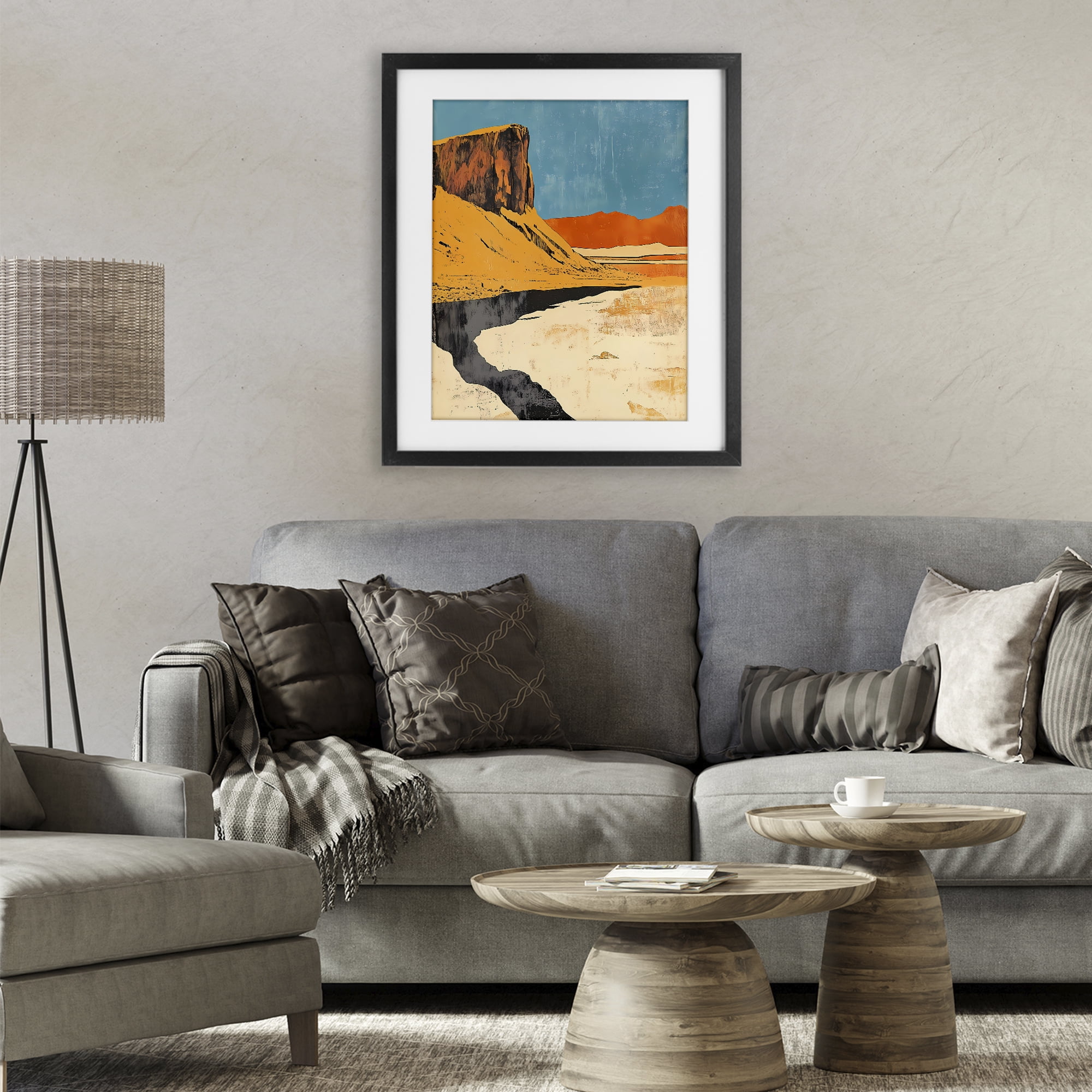 Stupell Industries Canyon Pass Pathway Black Framed Print Under Glass, design by Walker Noble