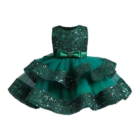 

PANGF Clearance Girls Tulle Dress Baby Girl Pageant Dress Sequins Princess Dress Toddler Flower Wedding Birthday Party Gown Dresses 12 Months 5 Years