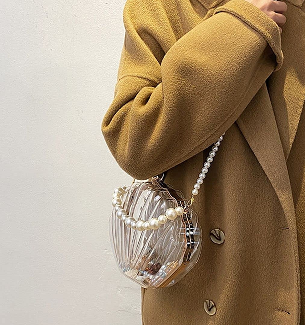 YOUI-GIFTS Women Fashion Seashell Crossbody Shoulder Bag Chain Strap Handbags Acrylic/Synthetic PU leater Evening Clutch Purse