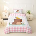 thumbnail image 2 of Erosebridal Kids Cute Capybara Twin Bedding, Pink Bow Buffalo Duvet Cover Set, 2 Pieces, No Comforter, 2 of 5