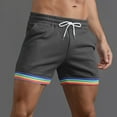 thumbnail image 4 of Shorts Men Male Summer Solid Color Rainbow Pants Pocket Drawstring Sports Straight Mens Shorts Athletic Dark Gray XXXL, 4 of 4