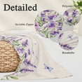 thumbnail image 2 of Botanical Lavender Floral Pillow Covers, Linen Long Throw Pillow Case, Purple Flowers Butterfly Beige Holiday Pillow Protector Decorative Cushion Cover for Living Room/Bedroom 20" x 26", 2 of 8