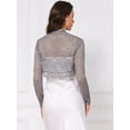 thumbnail image 3 of DARING DIVA Women's Floral Bolero Shrug Long Sleeve Sheer Cropped Lace Cardigan XL Gray, 3 of 6