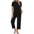 thumbnail image 4 of UVN Pajamas for Women Short Sleeve Tops and Capri Pants Casual Womens Pajamas Sets with Pocket, 4 of 9