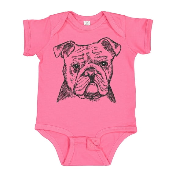 Inktastic English Bulldog Sketch Portrait Boys or Girls Baby Bodysuit