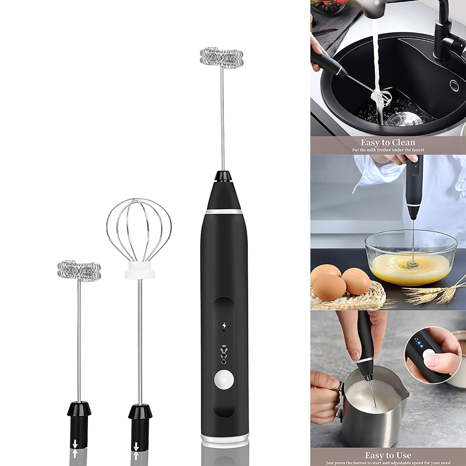 Handheld Electric Milk Frother Whisk Egg Beater USB Rechargeable Foamer Ble  GX