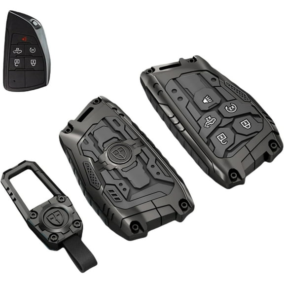 Heavy Zinc Alloy Key fob Cover, Keychain, Key Case, Accessories Compatible with 2022 2023 2024 2025 Chevy Silverado 1500 GMC Sierra 1500, 2024 2025 Silverado Sierra 2500HD 3500HD(Model-A)