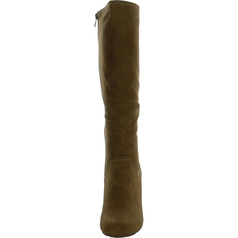 Women s Journee Collection Langly Wedge Heel Knee High Boot Tan Faux Leather 7.5 M Walmart