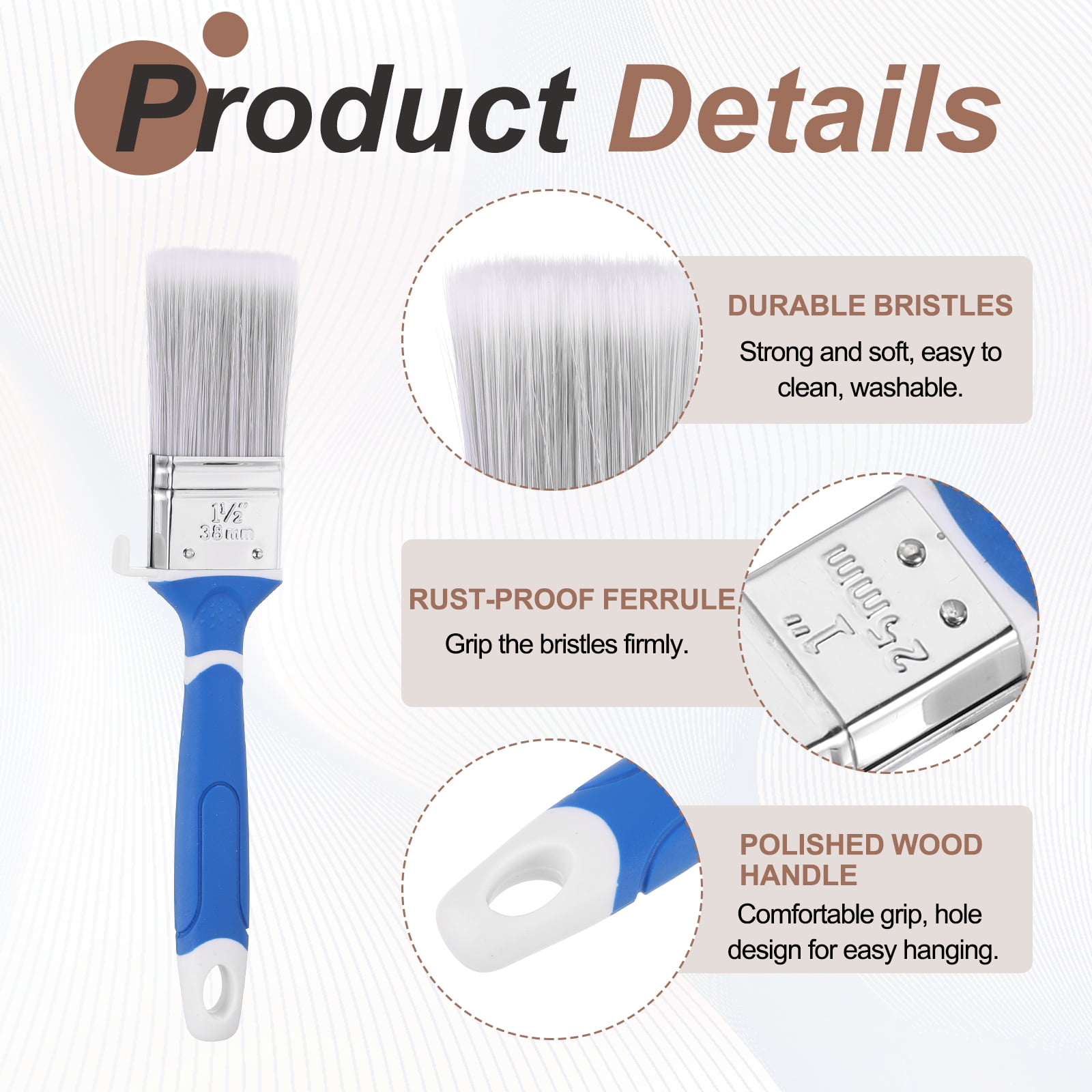 Uxcell 1.5" Width Flat Paint Brush Synthetic Bristle with Plastic Handle Grey 14Pcs